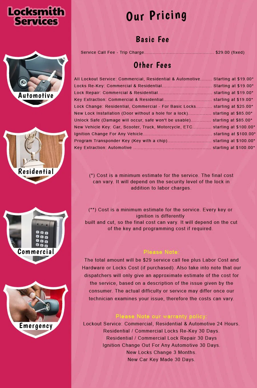 Hackensack NJ Locksmith Store Hackensack, NJ 201-267-0025 - price-list-c-18
